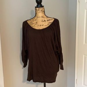 T Los Angeles dark brown knit top.  Size x-small.
